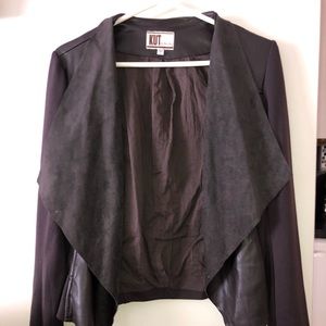 Brown faux suede and leather jacket